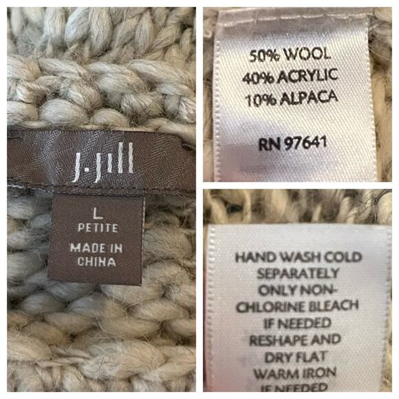 J. Jill Sweater Crew Neck Knit Cream Wool Alpaca Blend Pullover Women’s Large - Picture 9 of 10